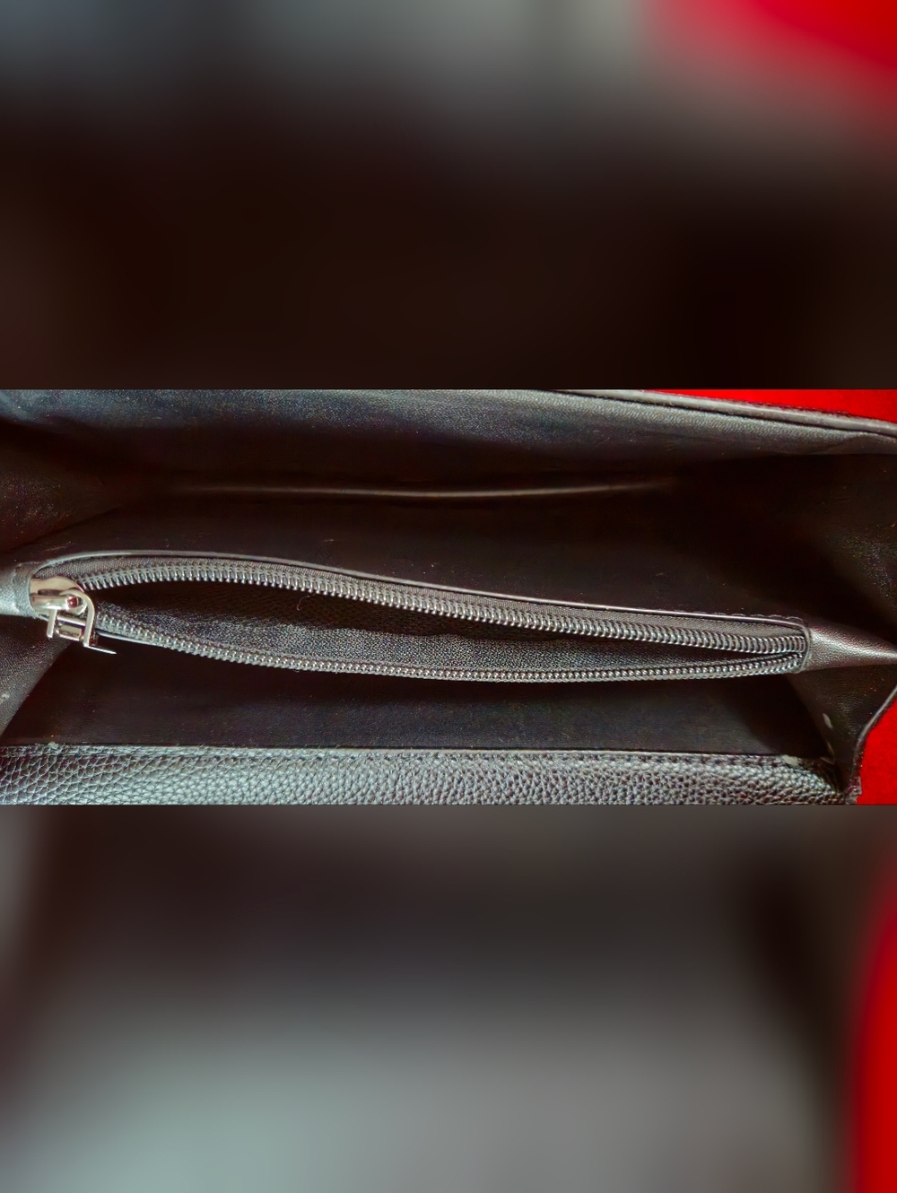 Black Pebble Leather Chain Shoulder Bag with Silver-Tone Hardware - Picture 10 of 12